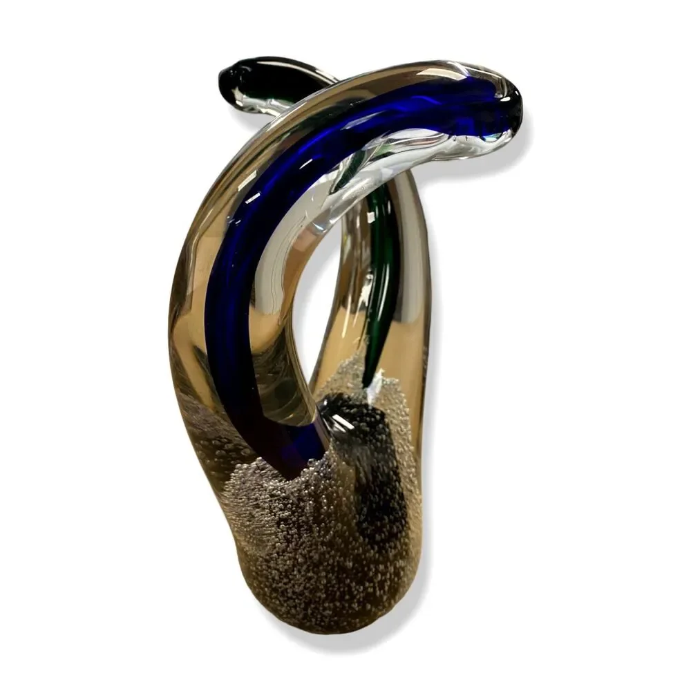 $376 John-Richard Collection Clear Blue Green Swirls Of Color III Sculpture